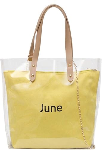 Amazon Teafor 透明バッグ 夏鞄 ハンドバッグ インナーバッグ ポシェット ビニール クリア Pvc カバン トート レディース 大容量 オシャレ 通学 通勤 日常 外出 防水バック手提げ 肩掛け 雨の日 海水浴 ビーチ プール 温泉 夏 プレゼント イエロー Teafor