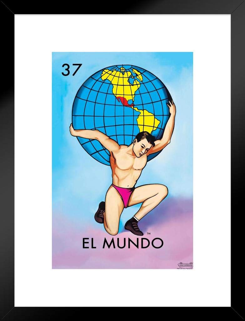 37 El Mundo World Loteria Card Mexican Bingo Lottery Matted Framed