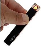 BOLT Lighter USB Rechargeable Windproof Coil Slim Lighter Set with USB Charging Cable and Carrying Pouch