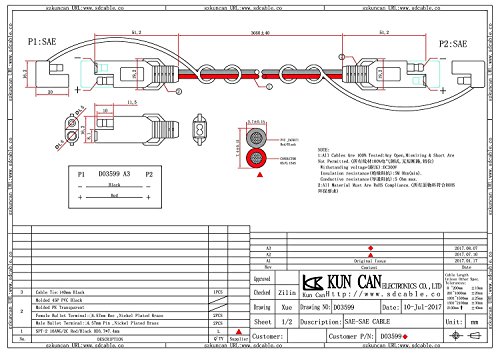 KUNCAN 12FT Sae to Sae 2 Pin Extension Cable DC Power 16awg Heavy Duty Battery Quick Disconnect/Connect Wire Harness with Sae Connectors with Dust Cap - Thumbnail 7