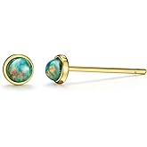 Michooyel Sterling Silver Opal Stud Earrings for Women 18K Gold Plated Gemstone Stacking Earrings Birthstone Earrings for Women