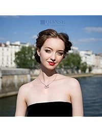 QIANSE "Mi Destino" Collar de corazón doble, dos tonos, hecho con cristales Swarovski