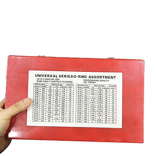 Eyech 407PC SAE Buna Rubber Universal O-Ring Assortment Kit Metric Automotive Car Vehicle Plumbing Gasket Air Connections - 32 Sizes