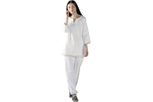 KSUA Womens Zen Meditation Suit Tai Chi Uniform Chinese Kung Fu Clothing Cotton Martial Arts Suit