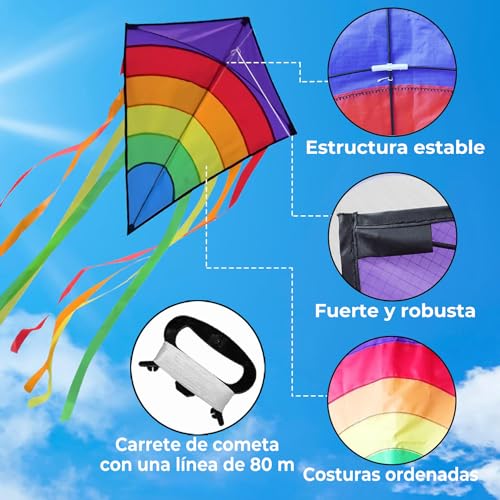 AESTEMON Kites for Kids & Adults - Kite Kids Diamond Eddy Rainbow Easy to Fly, Kites and Flying Toys Outdoor Beach Games for Kids and Adults Beginners