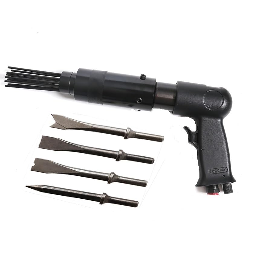 Pneumatic Needle Scaler 19 Needles and Air Hammer Pistol 4 Chisels 2 in 1