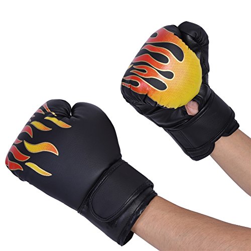 Kids Boxing Gloves, PU Muay Thai Sparring Training Glove Kickboxing Gloves for Age 7-13 Years ( Color : Black )