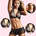 Rozegaga Womens Mesh Lingerie Deep V Leather Seamless Bra Panty Sets Small Black