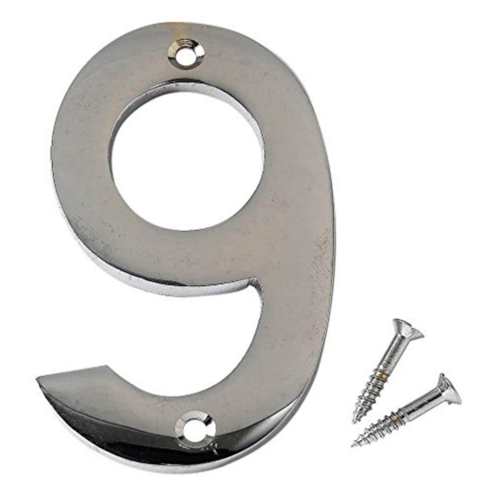 Merriway BH04336 75mm (3 inch) Chrome Plated House Flat Number 9