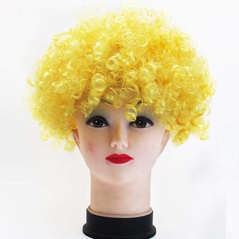 Amazon Co Jp 色爆発的な頭のかつら 70 Sキュリーアフロファンシードレスウィッグファンキーディスコピエロスタイル男性レディースコスチュームヘア Yellow Fan Hair ホーム キッチン