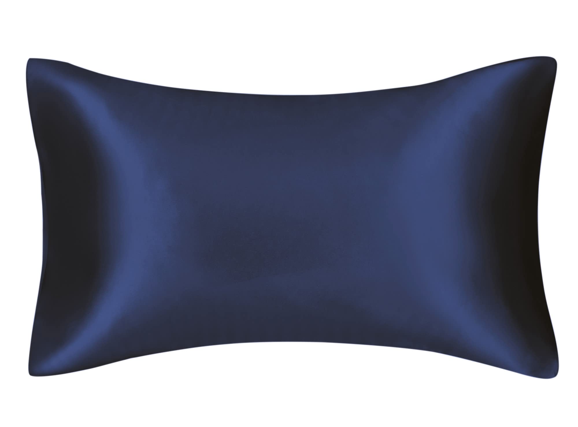 FLCA 100% Mulberry Silk 19 Momme Charmeuse Silk Pillowcase Both Sides Silk Hypoallergenic Pillow Shams Cover for Skin Health with Hidden Zipper 1pc 50 x 75 cm (Nave blue, Standard(50x75cm))