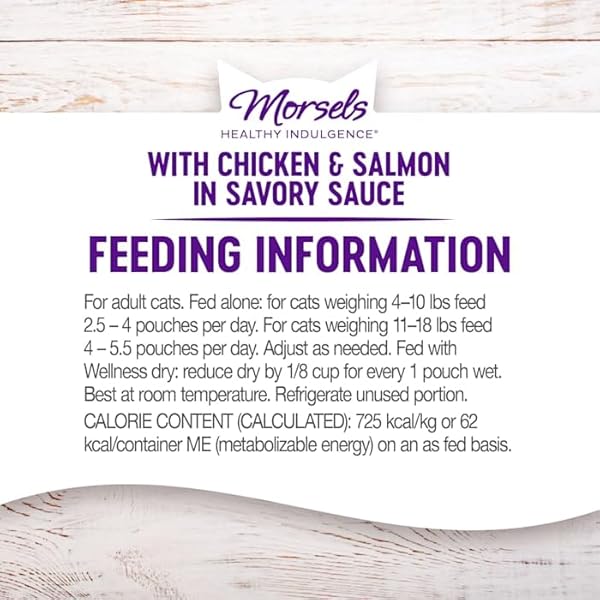 WELLNESS HEALTHY INDULGENCE NATURAL GRAIN FREE MORSELS WITH CHICKEN & SALMON IN SAVORY SAUCE WET CAT FOOD, 3 OZ., CASE OF 12