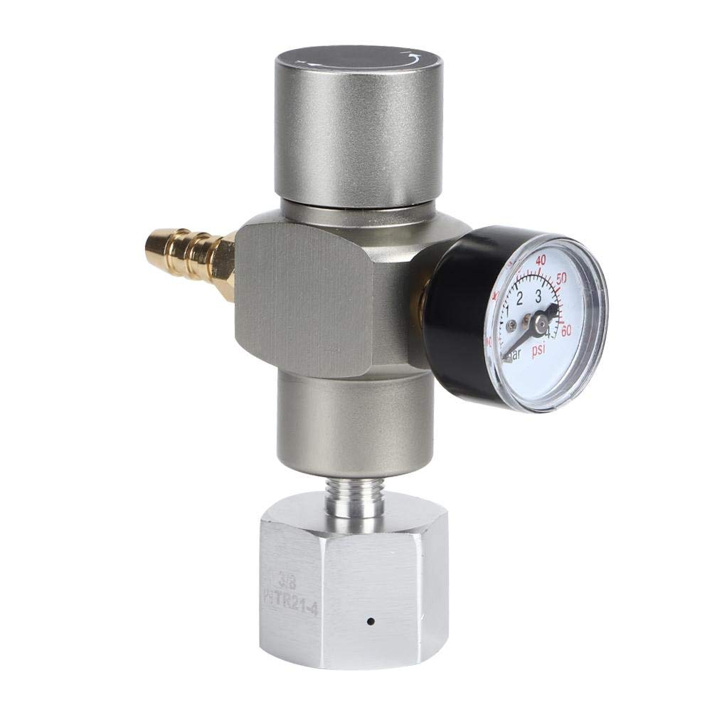 TOPINCN CO2 Gas Regulator, 2 in 1 Mini Soda Pressure Gauge Beer Kegerator Regulator CO2 Dispenser with 3/8" to TR21.4 Thread Adapter
