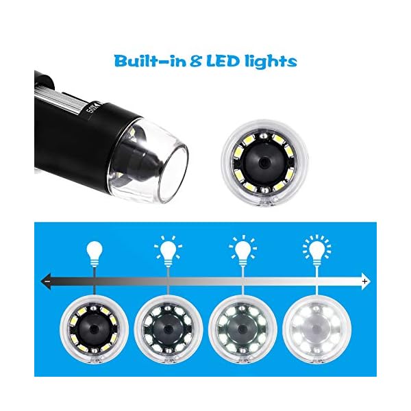 Hayve Digitales Mikroskop, 1000X, 1080P, elektronisches Mini-USB-Mikroskop, Vergrößerung, Münzkamera mit 8 LED-HD… – Bild 4