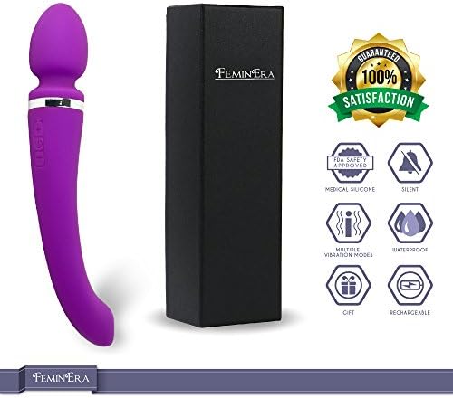 Portable Wand Massager Specially Selected by FeminEra | Water Resistant | Your Own Personal Masseuse | Big Power, Handheld Design | 10 x Speed Patterns | Cordless &amp; Rechargeable