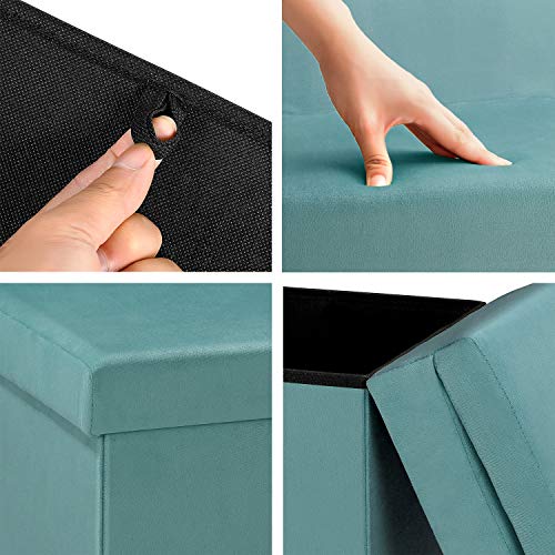 B FSOBEIIALEO Storage Ottoman with Seat Back, Velvet Ottoman Storage