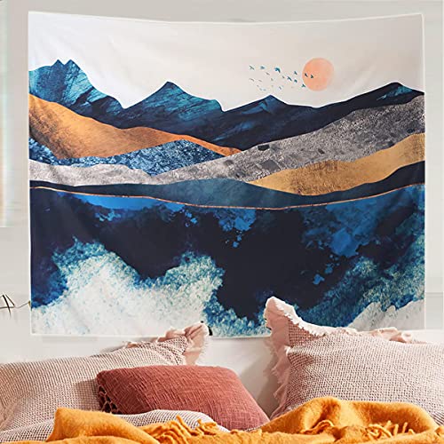 HUAXXIA Tapestry for Bedroom Aesthetic Mountain and Sunset Home Decor, Nature Landscape Hanging Art Tapestry for Room Amazing Wall Decoration Vintage Style Art Decor (59×79 inch)
