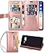 Aweevnye Galaxy S10 Plus Case, Galaxy S10 Plus Wallet Case, Multi-Function 10 Credit Card Holders Flip Wallet Leather Zipper Coins Magnetic Purse Cover Rose Gold