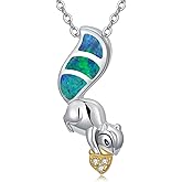 Midir&Etain Animal Necklace Jewelry 925 Sterling Silver Crescent Cat/Moon/Cardinal/Flamingo/Squirrel Pendant Necklace for Women Animal Jewelry Gifts