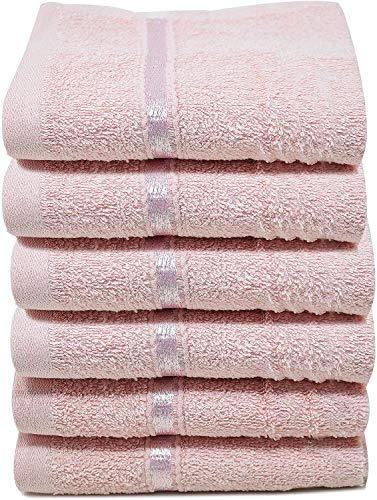 Towelogy® Luxury Egyptian Cotton Face Cloth Flannel Fingertip Towels Set 500 GSM Supersoft and Highly Absorbent Washcloths 30x30 cm (Pack 4, Light Pink)