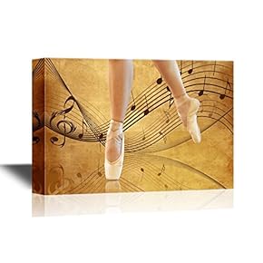 Canvas Wall Art - Ballerina Dancing on Single Foot with Ballet Toe Shoes - Gallery Wrap Modern Home Art | Ready to Hang - 12x18 inches