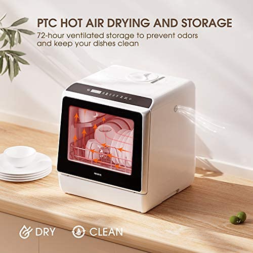 Countertop Portable Dishwasher, NOVETE Compact Dishwasher with 5Liter