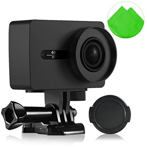 First2savvv XM2-TL-01 black Aluminium Alloy Protective Housing Case Shell for XIAOMI YI 2 4K Action Camera + Cleaning cloth