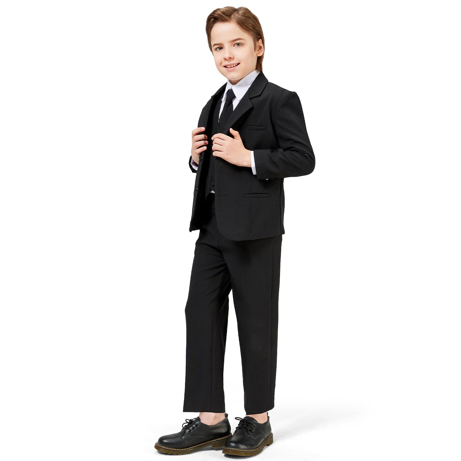 Photo 1 of Luca Gabriel Toddler Boys' 5 Piece Classic Fit No Tail Formal Black Dress Suit Set with Tie and Vest - Size 5