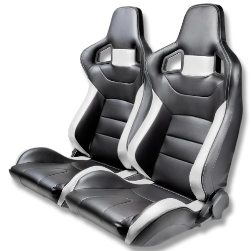 Buy Tuner Series Full Reclinable Black Leather Racing Seats With Silver