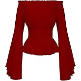 Peasant Blouses for Women Renaisance Shirt Off Shoulder Pirate Medieval Shirts Tops Halloween Costumes