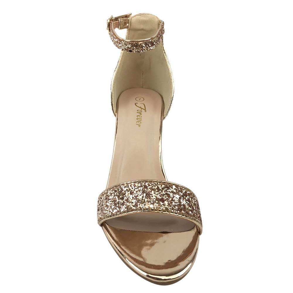 Forever Women's Ankle Strap Wedge Heel Glitter Prom Sandals Peep Toe High Platform Sandals (Roes Gold, 6.5 US) - Image 4