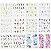 Macute Nail Stickers for Women Self-adhesive Nail Decals 40 Sheets DIY Black Flower Necklace Butterfly Animal Nail Art Stickers for Toenails and Fingernails Decor Water Transfer Paper Decorations