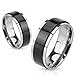 Jinique STR-0078 Two Toned Stainless Steel Ring with Black IP Spinner (12)