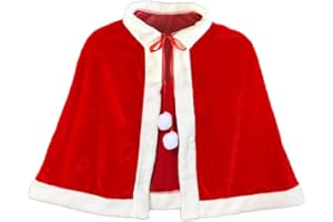 Gamusi Christmas Velvet Shawl Cloak Cape Mrs Santa Claus Cape Robe Halloween Costume Red