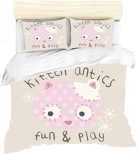 Amazon 寝具カバーダブルベッドポリエステル かわいいピンクの子猫 布団カバー そして枕カバー自然な家の装飾 190x210cm 枕カバー ピローケース オンライン通販