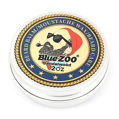 BlueZOO Beard Balm Moustache Wax Leave-in Conditioner for Men Styling All Natural and Organic-2OZ Sandalwood Scent