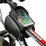 MOREZONE Bicycle Tube Frame Bag Cycling Pannier Waterproof Mobile Phone Screen Touch Holder For iPhone 7 7Plus 6 6plus Below 6.0 inch Bike Bags (Black)