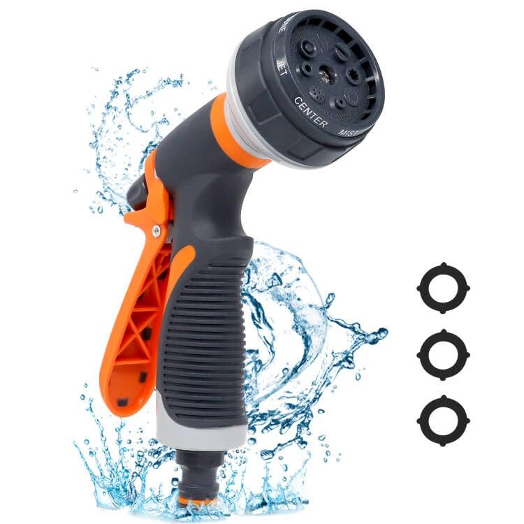 Garden Hose Pipe Spray Gun, DELEE High Pressure Spray Nozzle Water Gun, 8 Adjustable Patterns, for Washing Car, Gardening, Watering Plants or Lawns, Cleaning Pets&Windows