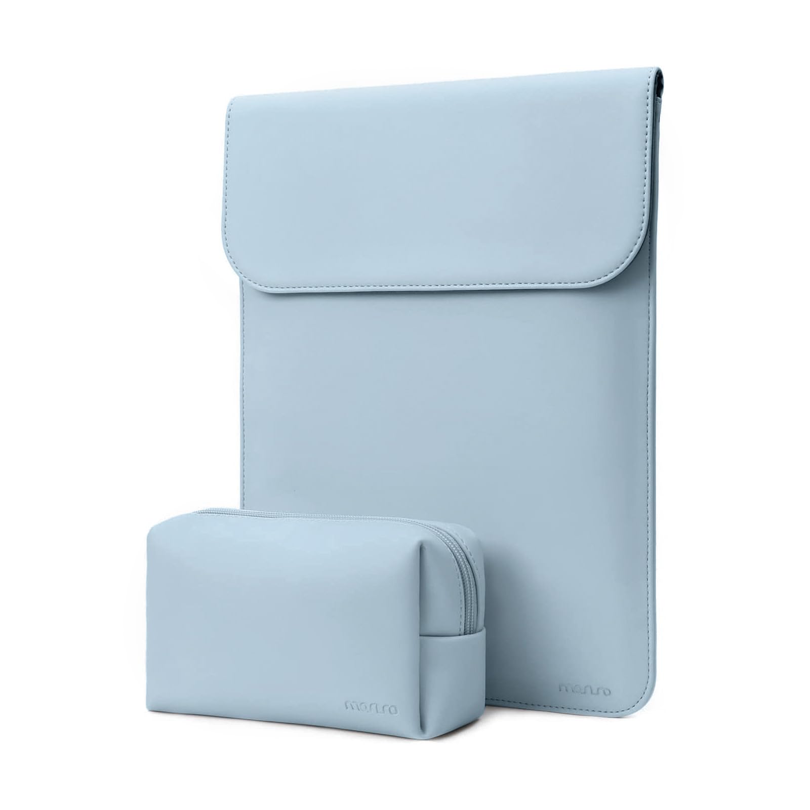MOSISO Protective Laptop Case 13 inch, 13 inch Laptop Sleeve Compatible with MacBook Air M5 M4 M3 M2 M1/ Neo A18 chip/Pro 13 M2 M1,Surface Pro, Faux Suede Leather Case with Small Bag, Baby Blue