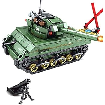 Lingxuinfo Tank Building Block Model, 437 Pieces M4 Sherman Tank Model Kit Military Army Tanks Building Block Set Military Tank Vehicle for Kids and Adults