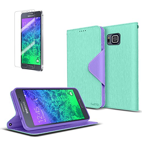 Cellto Samsung Galaxy Alpha Premium Wallet Case [Dual Magnetic Flap] Diary Cover /w ID Pocket ( Mint Lavender ) + Life Time Warranty