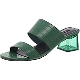 French Connection Womens Faux Leather Embossed Block Heel Green 7.5 Medium (B,M)