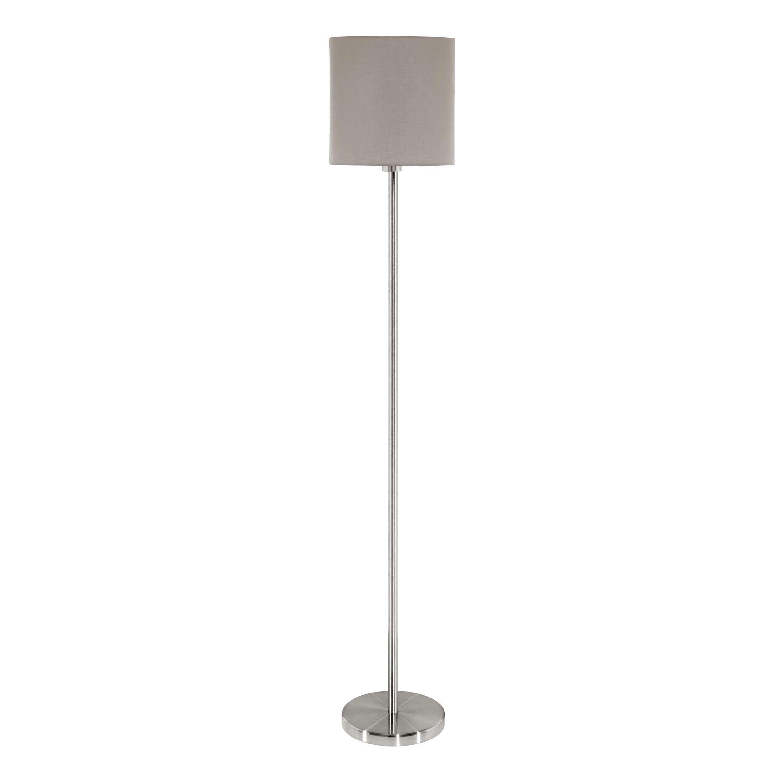 Eglo Floor Lamp Pasteri, 1 Bulb Fabric Standing Lamp, Made of Steel and Fabric, Colour: Nickel Matt, Taupe, Socket: E27, incl. Foot Switch — image 1