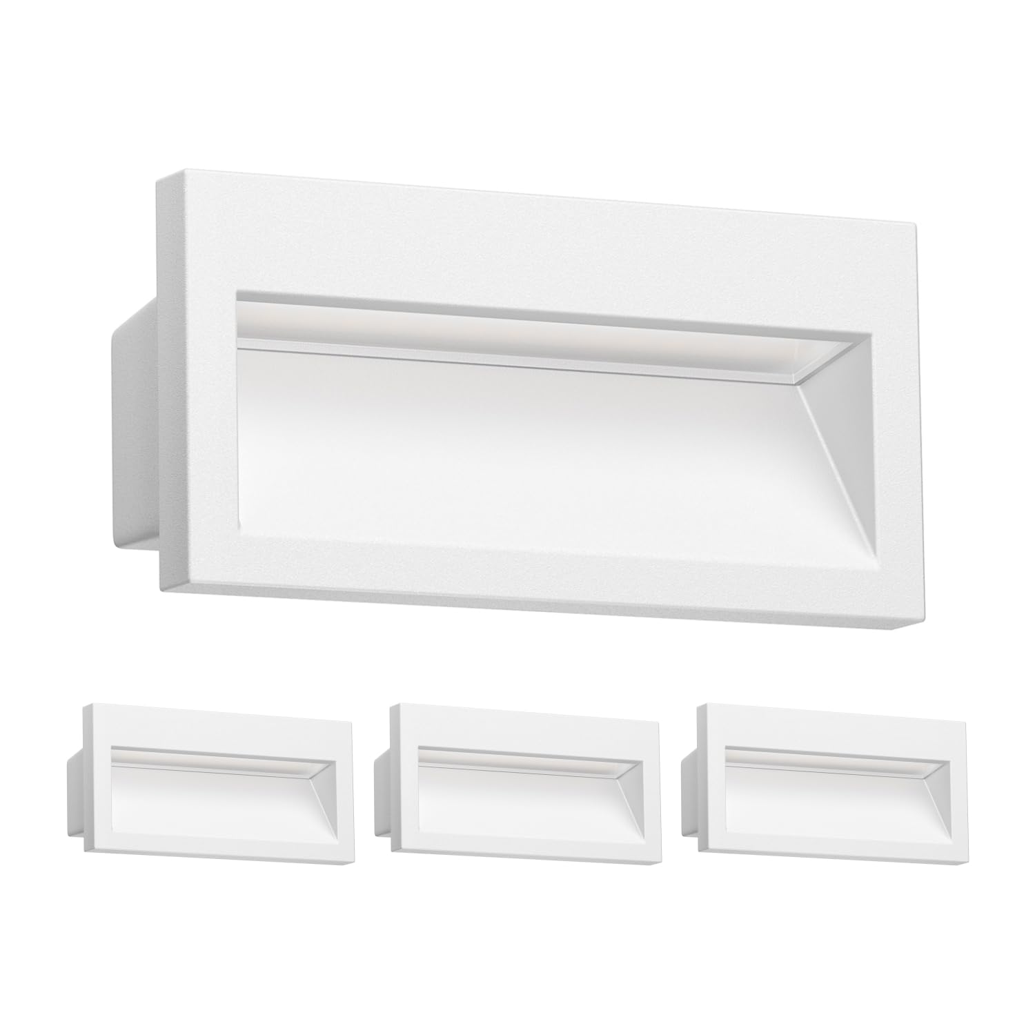 ledscom.de 4 LED recessed wall Light NOLA, Downlight for Outdoors, IP54 matt, 140 x 70mm, Warm White