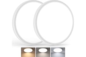 BrightHome 250W Equivalent 12in LED Flush Mount Ceiling Light Fixtures 24W, 3000K/4000K/6500K Adjustable, Slim Dimmable Ceiling Lamps, 2400LM Modern Round Flat Lights for Kitchen Hallway White 2 Packs