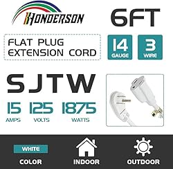 HONDERSON Flat Plug Indoor Extension Cord, UL