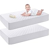 Utopia Bedding Waterproof Crib Fitted Mattress Protector (Pack of 2) - Toddler and Baby Crib Mattress Pad Cover - Soft and Br