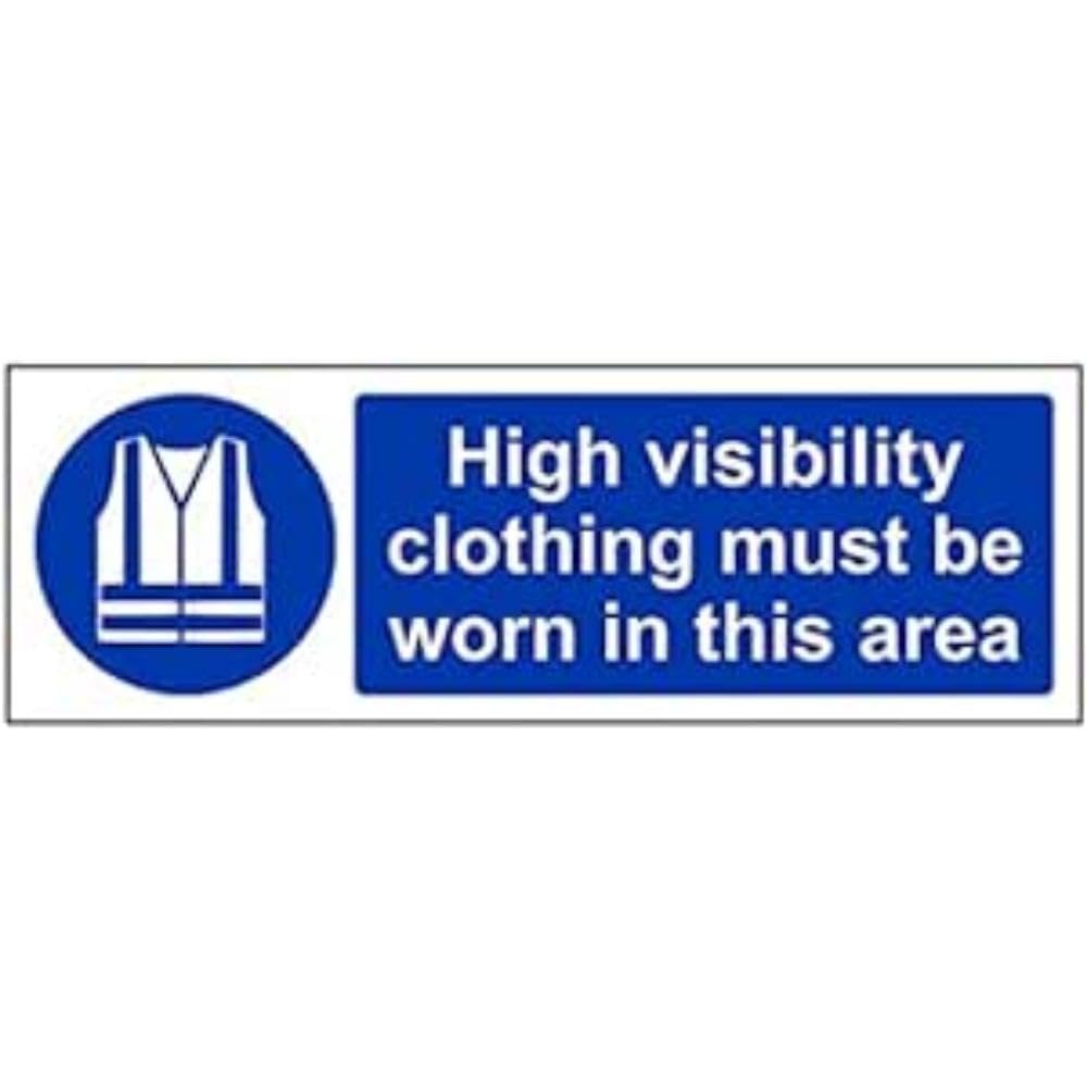 V Safety Eco Friendly Mandatory PPE - High Visibility Clothing Must Be Worn In This Area - 300 X 100mm