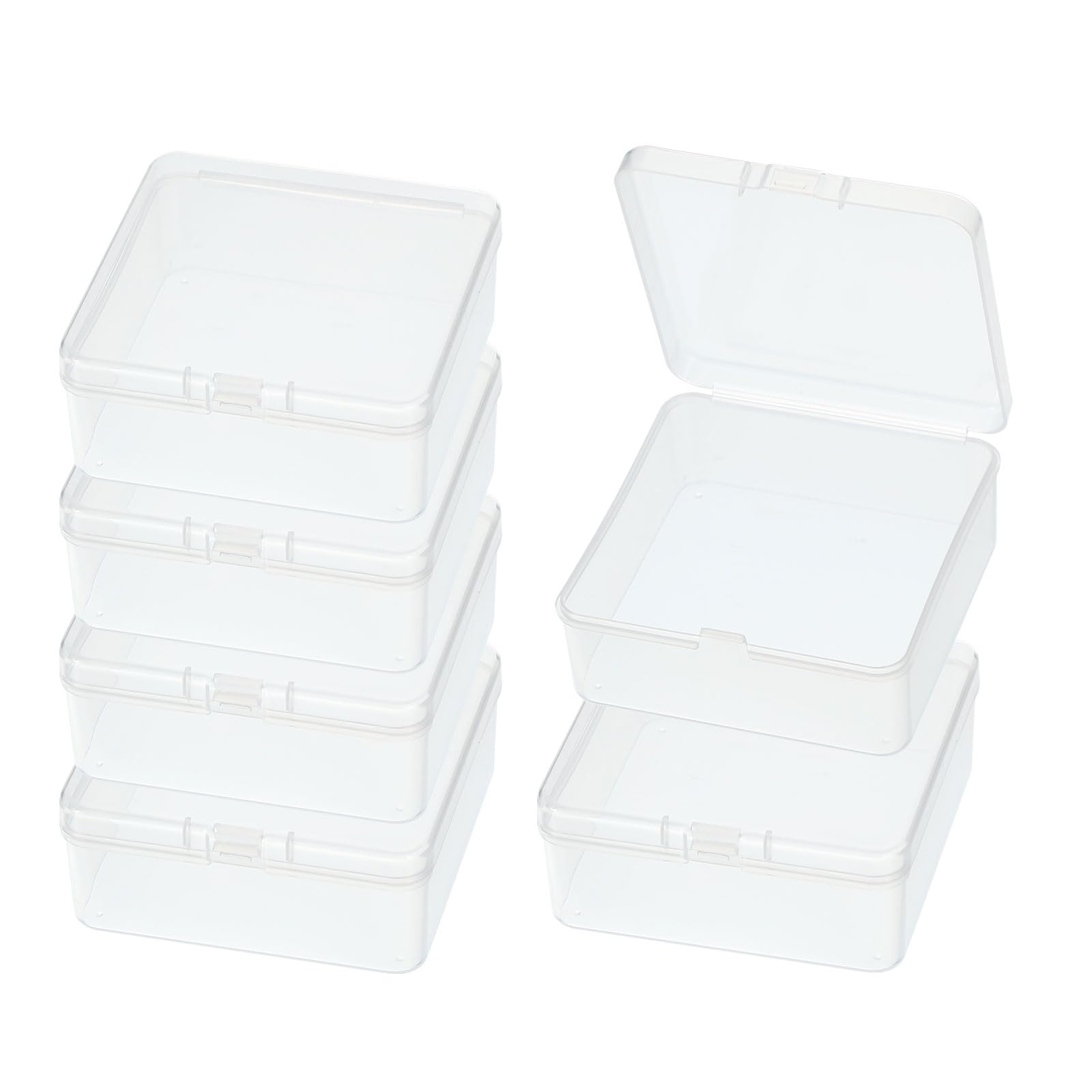 PATIKIL 3.3x3.3x1.4 Inch Nail Charm Organizer, 6 Pcs Craft Organizers and Storage Box Grids Clear Plastic Organizer Box Bead Organizer Art Crafts Jewelry Fishing Tools, Transparent