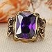 Men's Large 14K Gold plated Stainless Steel Purple Crystal Knight Cross Flower Gothic Vintage Ring Gold Purple